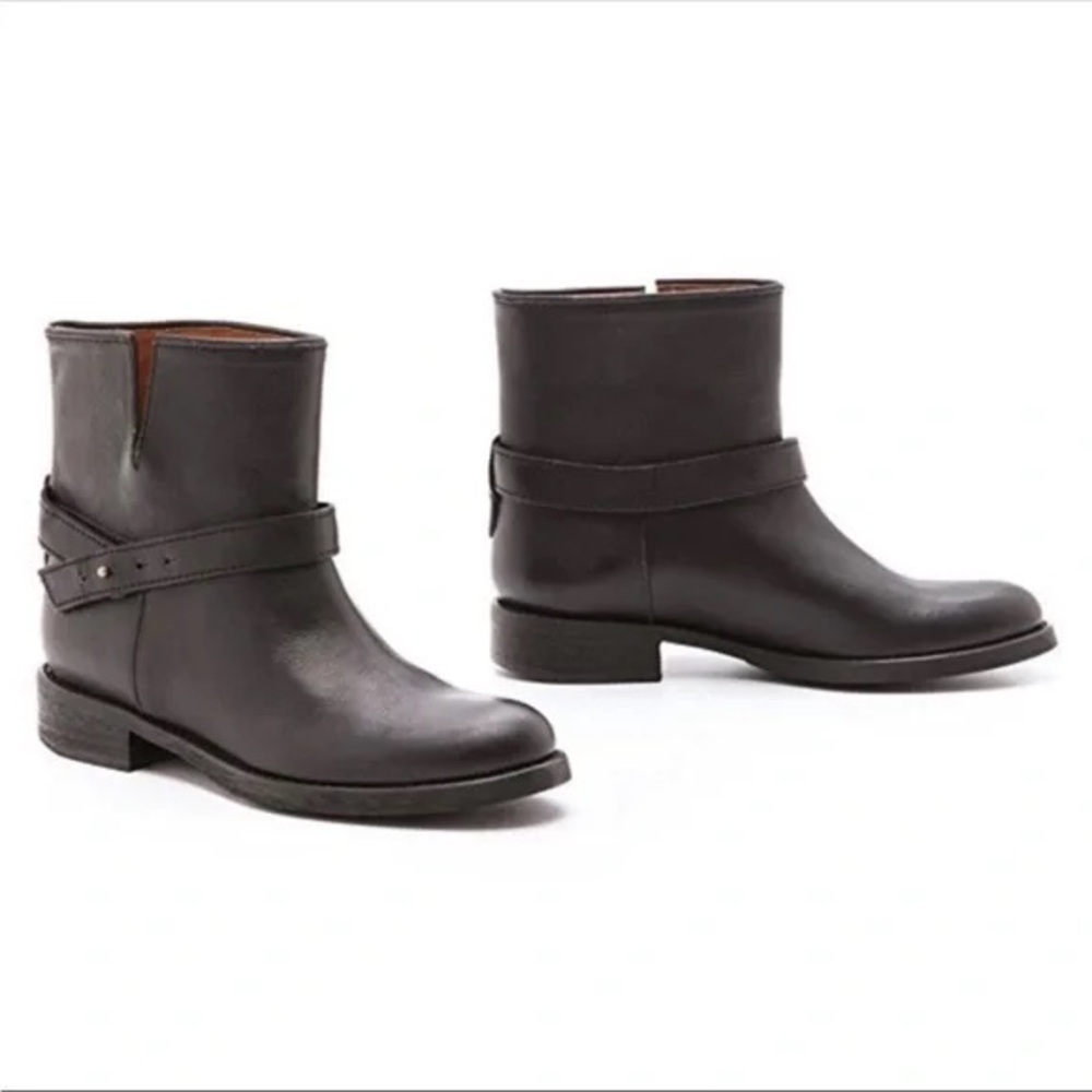 Madewell Leather Slouchy Strappy Ankle Moto Booties Black Size 6